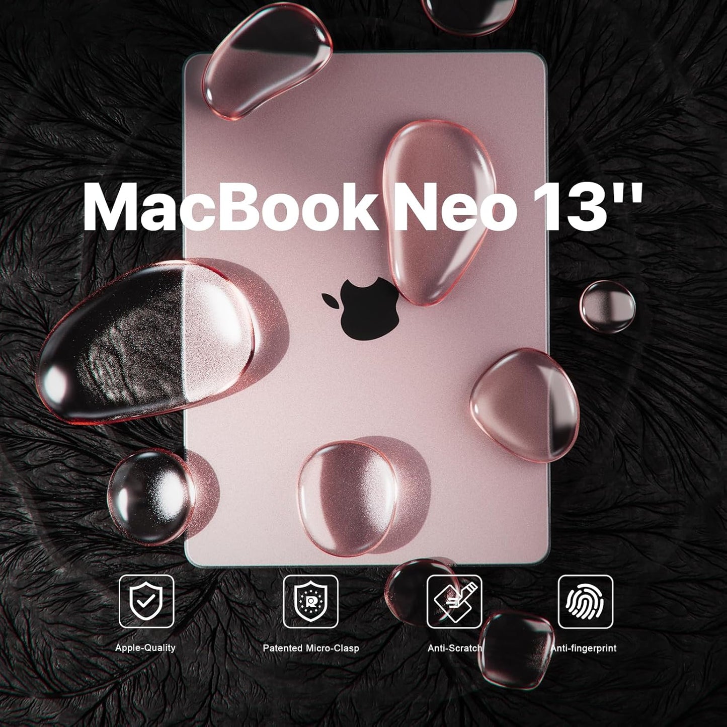 Soonjet Invisible Armor MacBook Neo Case 13 Inch A3404 - Blush Clear Anti-Scratch & Fingerprint Protection | Stylish Pink Laptop Cover