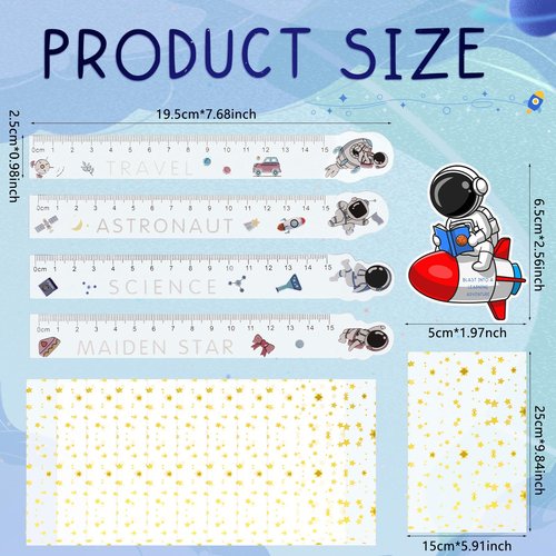 Sinload 24 Sets The First Day of School Gifts Space Theme Stationery Bulk Space Party Favors Mini Notebooks Mechanical Pencil Ruler Eraser Astronaut Cards for School Classroom Birthday Party Supplies