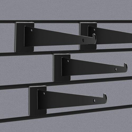 Heavy Duty Slatwall Knife Shelf Bracket - 8 Inch Metal Brackets for Slat Wall | Black Accessories