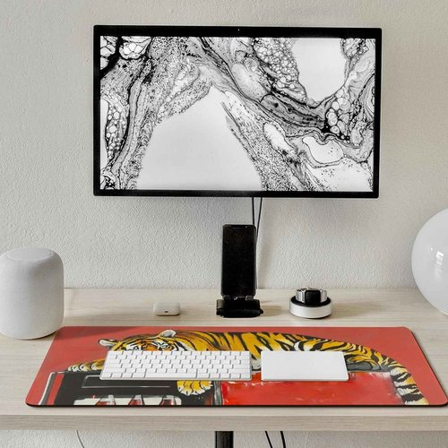 PailailaiNest Tiger Large Mouse Pad Mousepad Funny Retro Red Animal Mouse Pad Desk Pad Mat Desk Mat for Keyboard Computer Pad for Gaming Home Office Supplies 40x90cm