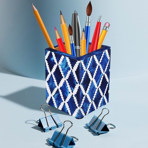 Handicrafts Home Pen Holders Organizers - Pencil Holders and Organizers for Desk - Diamond Blue