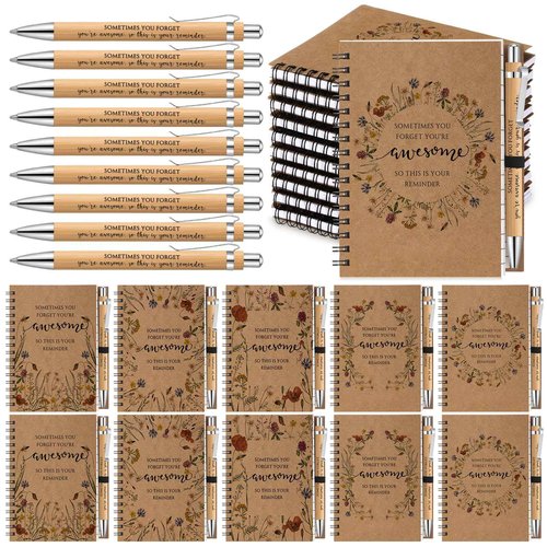 Sayglossy 40 Pcs Christmas Flowers Notepads Pens Gifts Bulk Inspirational Small Floral Pocket Notebooks and Pens Gifts for Mom Women Coworker Employee Teacher Nurse Office School Supplies