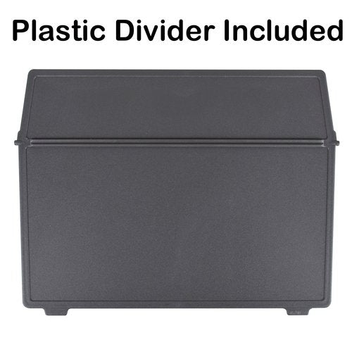 Acrimet 6 x 9 Card File Holder Organizer Box Metal Base Heavy Duty (AZ Index Cards and Divider Included) (White Color with Crystal Plastic Lid Cover)