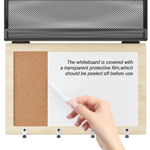 LUCYCAZ Mail Organizer Wall Mounted - Mail Holder for Wall with 4 Key Hooks, Key Holder Wall Mount Decorative with White Board Cork Board