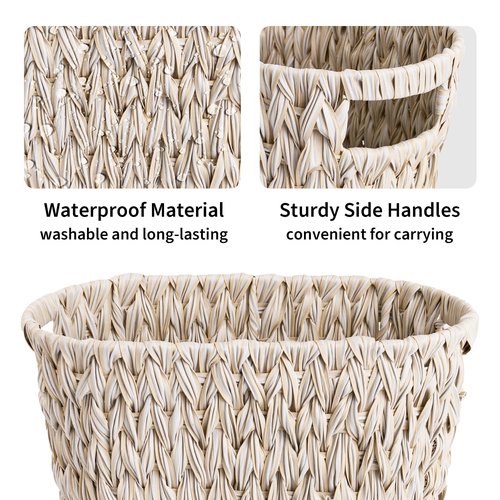 Granny SAYS Wicker Waste Basket, Waterproof Bathroom Trash Can, 19 Liters/5 Gallons