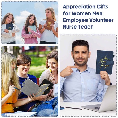Fulmoon 10 Pcs Christmas Employee Appreciation Gifts Bulk Inspirational Thank You Notebook A5 Leather Notebooks for Coworker Team Staff Volunteer Assistant Social Worker Office Supplies(Classic)