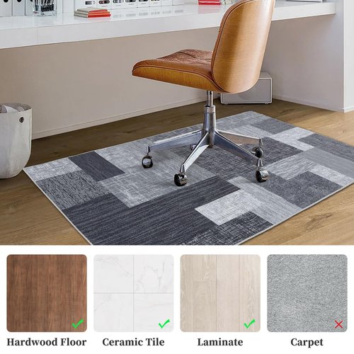 CAREMEE Office Chair Mats for Hardwood Floor, 48"X60" Desk Chair Mat for Hard Floor, Gaming Computer Chair Mat Office Rug for Rolling Chairs, Low Pile Carpet Under Chair Floor Protector, Grey