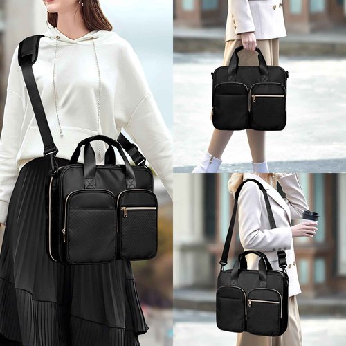 Prokva 3 Ring Zipper Binder, 2 Inch Ring Binder Organizer Bag with Shoulder Strap Fits 13 Inch Laptop and 500 Sheets, Black (Empty Bag Only)