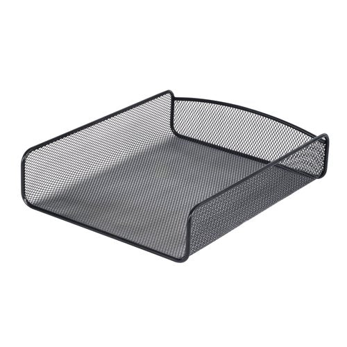 Safco Onyx Mesh Single Tray Desktop Organizer | Heavy Duty Steel | Powder Coat Finish | 11.75 x 9.25 x 2.5" | Office Supplies Organizer | Letter Trays & Stacking Supports | Black