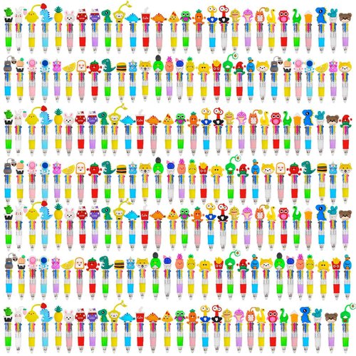 200Pcs Mini Multicolor Pens in One 4-in-1 Cute Pens Bulk for Kids, Ballpoint Pen for Birthdays and Children's Parties, Fun Gifts Assorted Ink Kawaii Pen