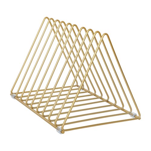 Martha Stewart Ryder Gold Mesh Metal 9 Slot Triangle Magazine File Holder, Desktop Organizer Sorter