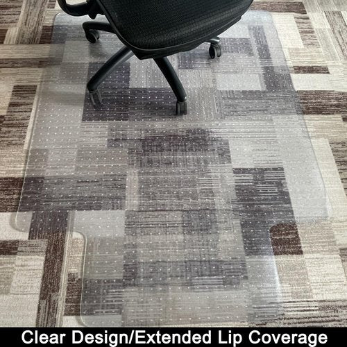 FKAIIN Slip Resistant Office Chair Mat for Carpet, 45"x53" with Lip, Heavy Duty Clear Desk Mat for Smooth Glide, Durable Carpet Protector for Rolling Chairs