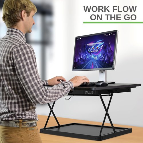 Changedesk Mini Small Standing Desk Converter Height Adjustable Desktop Sit-to-Stand Up Desk Riser Laptop Table Top Standing Converter, Black