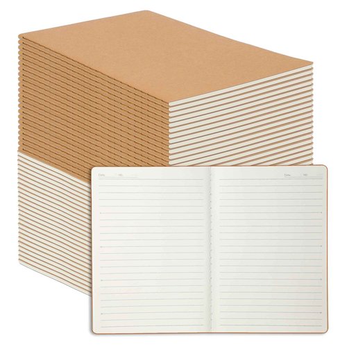 miikoul 48 Pack A5 Kraft Paper Notebook Lined Journal Bulk, 8.3 X 5.5 Inch, 60 Pages/30 Sheets, 80gsm, Travel Notebook Notepad for Adult, Students, Gift, Office, Back to School Supplies