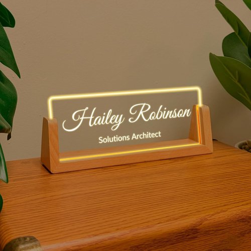 Regine Switzerland Personalized Desk Name Plate - Custom LED Office Gift for Coworkers & Managers