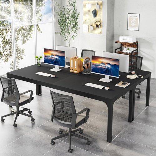 Tribesigns 78.74-Inch Conference Table Set,13FT Conference Room Table, Large Rectangle Meeting Seminar Tables Set,Long Business Tables (Chair not Included) (4, Black, 4 Pack)