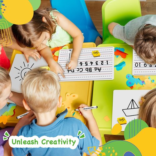 Ohuhu 25 Pack Lined/Plain Dry Erase Boards - 9"x12" Double-Sided White Board Class Set - Includes 25 Mini Whiteboards 25 Black Markers and 25 Erasers for Classroom School Office Students Teachers