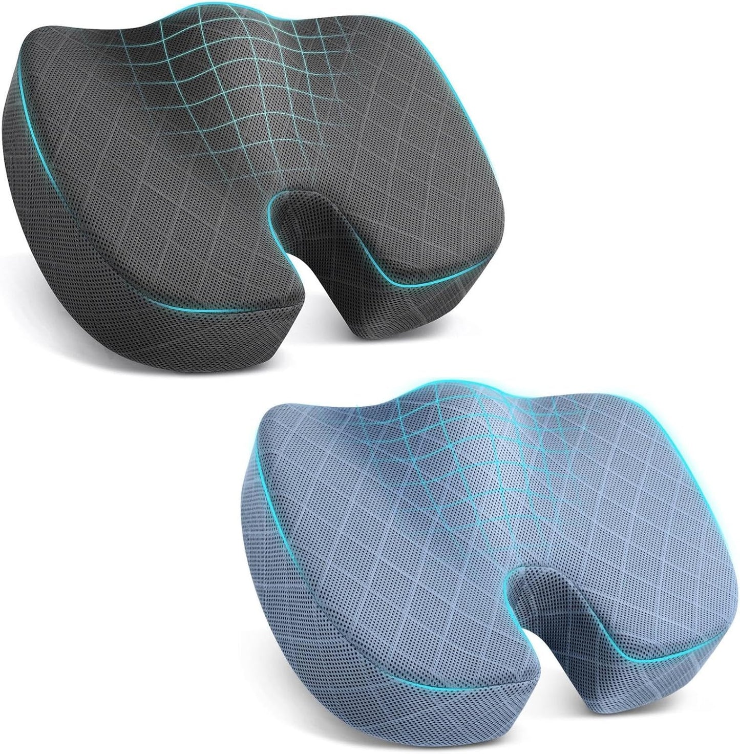 TushGuard Grey & Light Blue Seat Cushion - Ultimate Comfort for Long Hours of Sitting