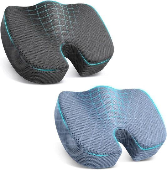 TushGuard Grey & Light Blue Seat Cushion - Ultimate Comfort for Long Hours of Sitting
