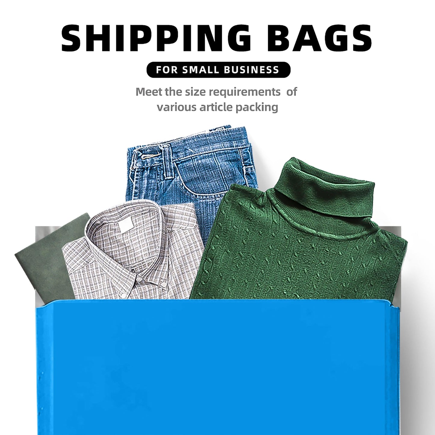 POLYSELLS 50 pcs 24x24 Inches Blue Poly Mailers Shipping Envelopes, Strong Adhesive Sealing, Waterproof, and Tear-resistant Postal Mailing Bags for Clothing, Books, and Accessories