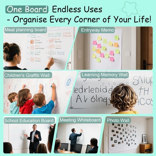 Magnetic Dry Erase Whiteboard Paper,48" x 36" Magnetic White Board Film,Repeatable Writing for Home,School,Office