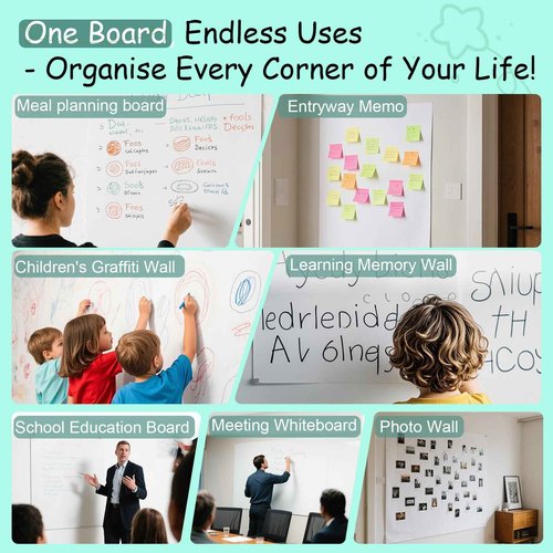 Magnetic Dry Erase Whiteboard Paper,94" x 47" Magnetic White Board Film,Repeatable Writing for Home,School,Office