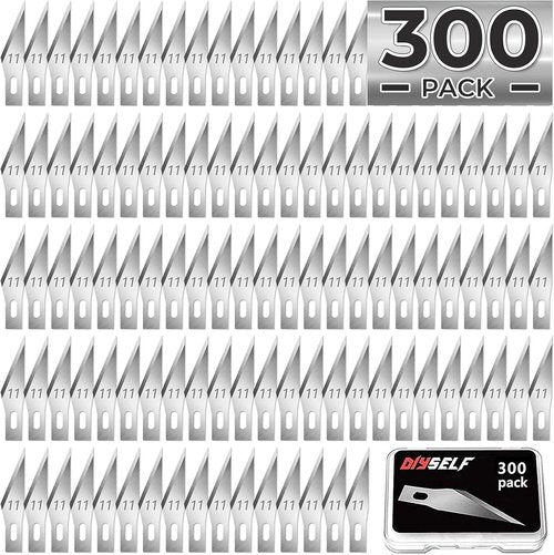 DIYSELF 300 PCS Exacto Knife Blades - High Carbon Steel #11 Craft Knife Refill with Storage Case