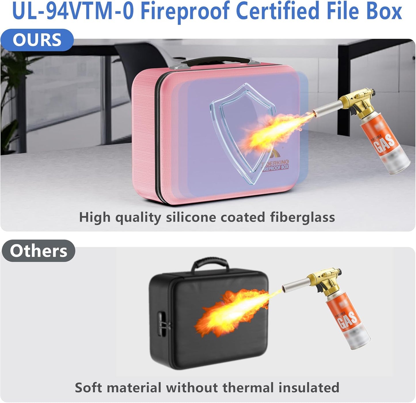 TIGERKING Fireproof Document Box - Durable File Safe with Combination Lock & Waterproof Design | Grey