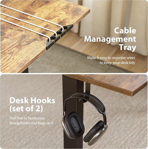 Agilestic L-Shaped Standing Desk - Adjustable Electric Height | Rustic Brown, 75x61 Inch