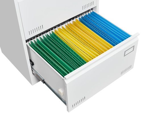 Jintop 3 Drawer Lateral File Cabinet with Lock and Card Holder, Multifunctional Metal Filing Cabinets w/Heavy 3 Section Slide Rail & Breathable Holes,for Legal/Letter/A4,White
