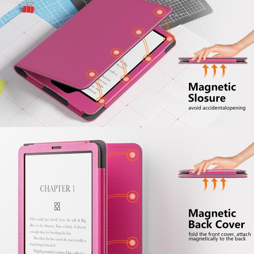 Lainergie Stand Case for Tablet with Hand Strap and Auto Sleep Wake,Raspberry