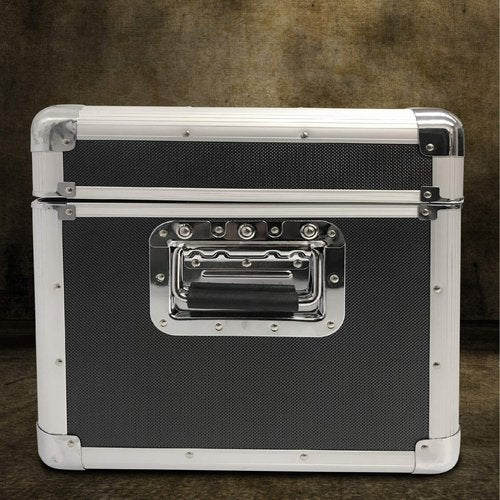 EASYGO PRODUCTS Classic Acts Vinyl Record Album Storage Case – Aluminum Lp Record Player Crates for Records (Holds 150 Records)