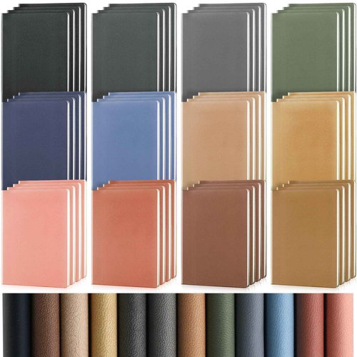 PerKoop 48 Pcs A6 PU Leather Journals Notebook Bulk Lined Journal Soft PU Leather Cover Ruled Writing Notebook for Home Writing School Office Business 128 Pages 5.7 x 3.7 Inch(Dark Color)