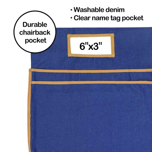 16PCS Chairback Buddy Pockets Chart with 2 Heavy Duty Storage Pocket,School Supplies Chair Back,Standard Denim Storage Organizer for Classroom Chair(Yellow)