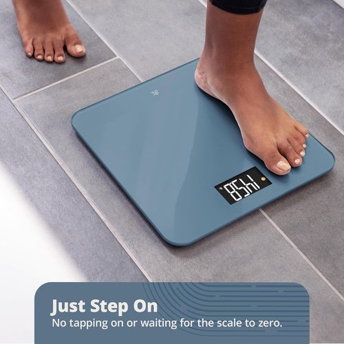 Greater Goods AccuCheck Digital Scale - High-Precision Bathroom Scale with 400 lb Capacity & Backlit Display | Stone Blue