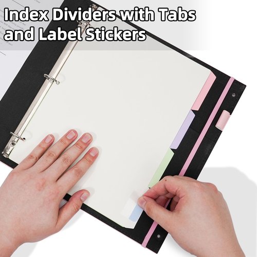 Vienrose 3 Ring Binder 1 Inch Rings Durable Faux Leather Binder Easily Holds 175 Sheets, Professional Portfolio Organizer, Dividers with Tabs for Office, School, Home