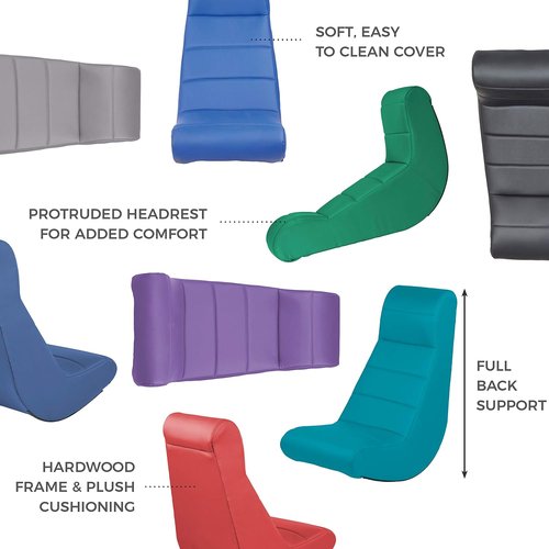 Factory Direct Partners Soft Ergonomic Floor Video Rocker - Cushioned Chair for Gaming & TV - Gray