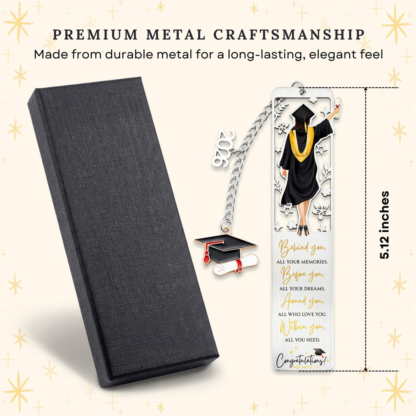 TEEBIM Graduation Gifts - 2026 High School, College Graduation Gifts for Women Her - Gift Ideas for Graduates - Class of 2026 Congrats Grad Inspirational Bookmark with Box