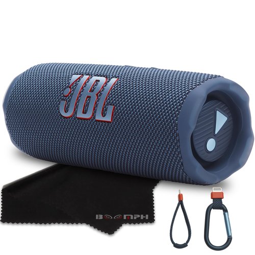 JBL Flip 7 Portable Bluetooth Speaker, IP68 Waterproof, Dustproof, Drop-Proof, PushLock System, AI Sound Boost, 16H Battery – Blue – Boomph's Comprehensive Ultimate Performance Cloth Solution