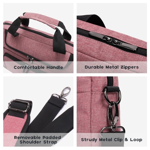 BERTASCHE Laptop Bag 17 17.3 inch for Women Computer Bag Laptop Case for Work Travel Business chromebook bag w/Shoulder Strap,Rose Red