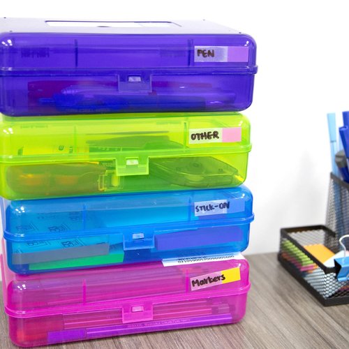 BAZIC Plastic Pencil Case Utility Storage Box, Bright Color, Multi Purpose Organizer for Pens Pencils, 24-Pack
