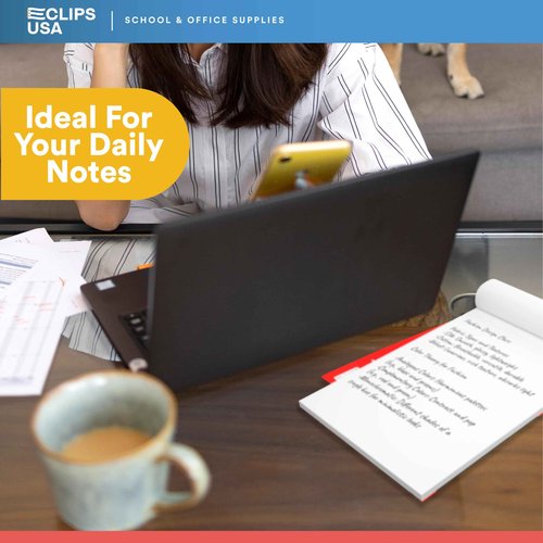 E-CLIPS USA Notepads, Unruled Writing Tablet, Note Pads 6 x 9, Small Notepads, Memo Pad, White, Chipboard Back, Writing Pad, Office Supplies, 100 Sheets Per Pad (12 Pack)