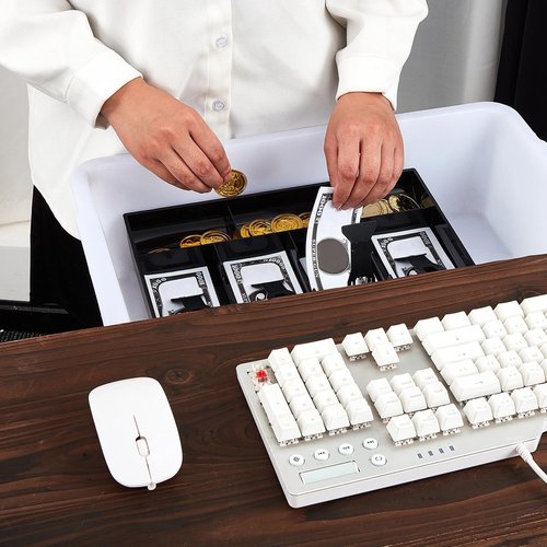 Hoteam 2 Pcs Cash Drawer Cash Drawer Tray Cash Tray Money Tray Cash Register Drawer Insert Tray with Plastic Clip, for Money Coin Storage(4 Bills 3 Coins)