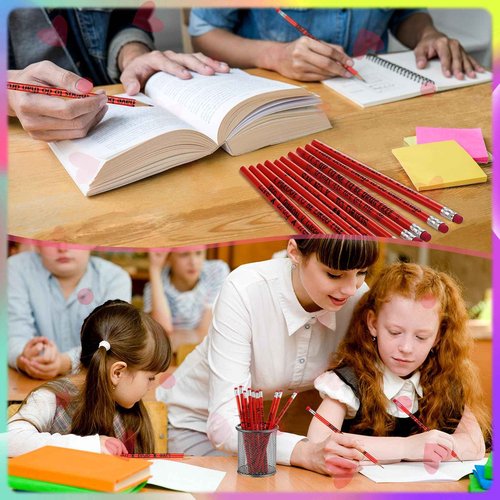 Frienda 200 Pcs Bulk Red Ribbon Awareness Pencils for Students Teacher Say No to Drugs Pencils with Erasers for Red Ribbon Week Anti Bullying Awareness Campaigns Teacher Office Supplie