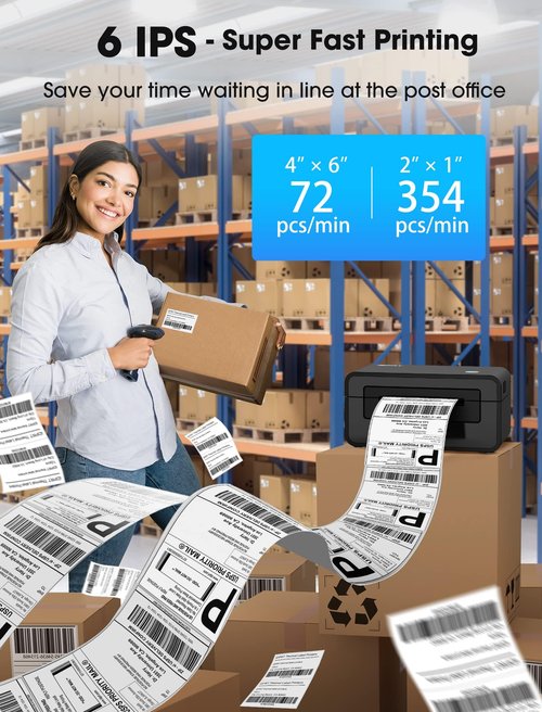 iDPRT Bluetooth Thermal Shipping Label Printer for Phone, 4x6, Supports Windows/Mac/iOS/Android, Ideal for Small Business and Shipping Packages