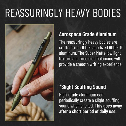 Everyman Grafton Super Matte Full Click Refillable Ballpoint Pen – OD Green | Durable EDC Writing Tool with Deep Grip | Smooth 0.7mm Ink Flow for Daily Use, Notes, Journaling, and Office Essentials