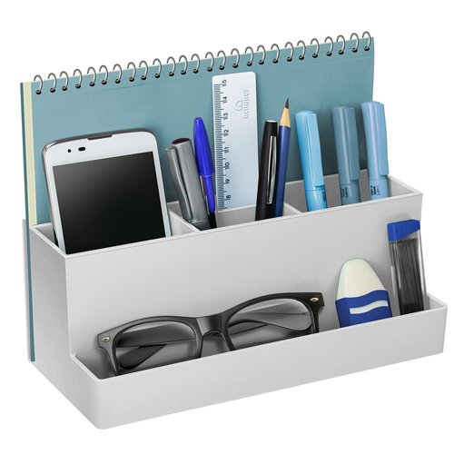 Acrimet Desktop Organizer - Multi Organizer Caddy Holder for Office, Home and School use (Plastic) (White Color)