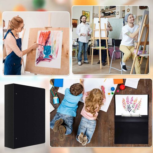 Resholder 2 Pcs 11 x 17 Binder 3 Ring Binder Poly Panel Featuring 2 Inch D Ring Fit 11" x 17" Paper Size for Store Artwork Poster Paper PP Material Black