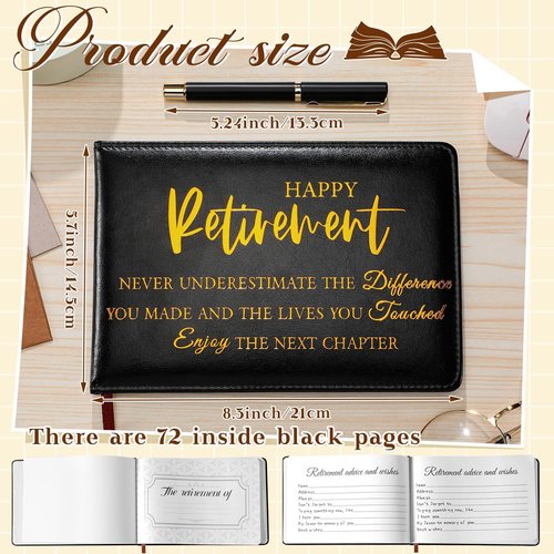 Ctosree Retirement Guest Book with Signature Pen Retirement Party Gift Supplies for Women Men Office Colleague Advice and Wishes Decorations(Stylish)