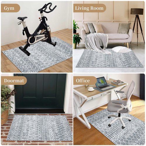 CAREMEE Office Chair Mats for Hardwood Floor, 36"X48" Desk Chair Mat for Hard Floor, Gaming Computer Chair Mat Office Rug for Rolling Chairs, Low Pile Carpet Under Chair Floor Protector, Grey Trellis